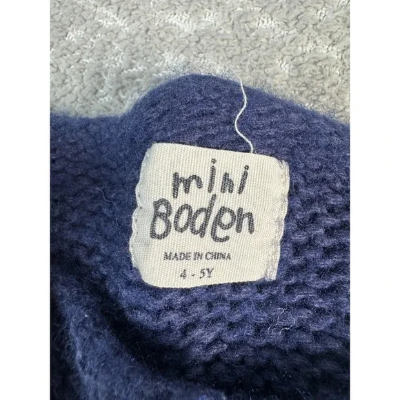 Mini Boden Cardigan Sweater Girls 4-5 Blue Knit Wool Cashmere Buttons Front - Picture 2 of 7